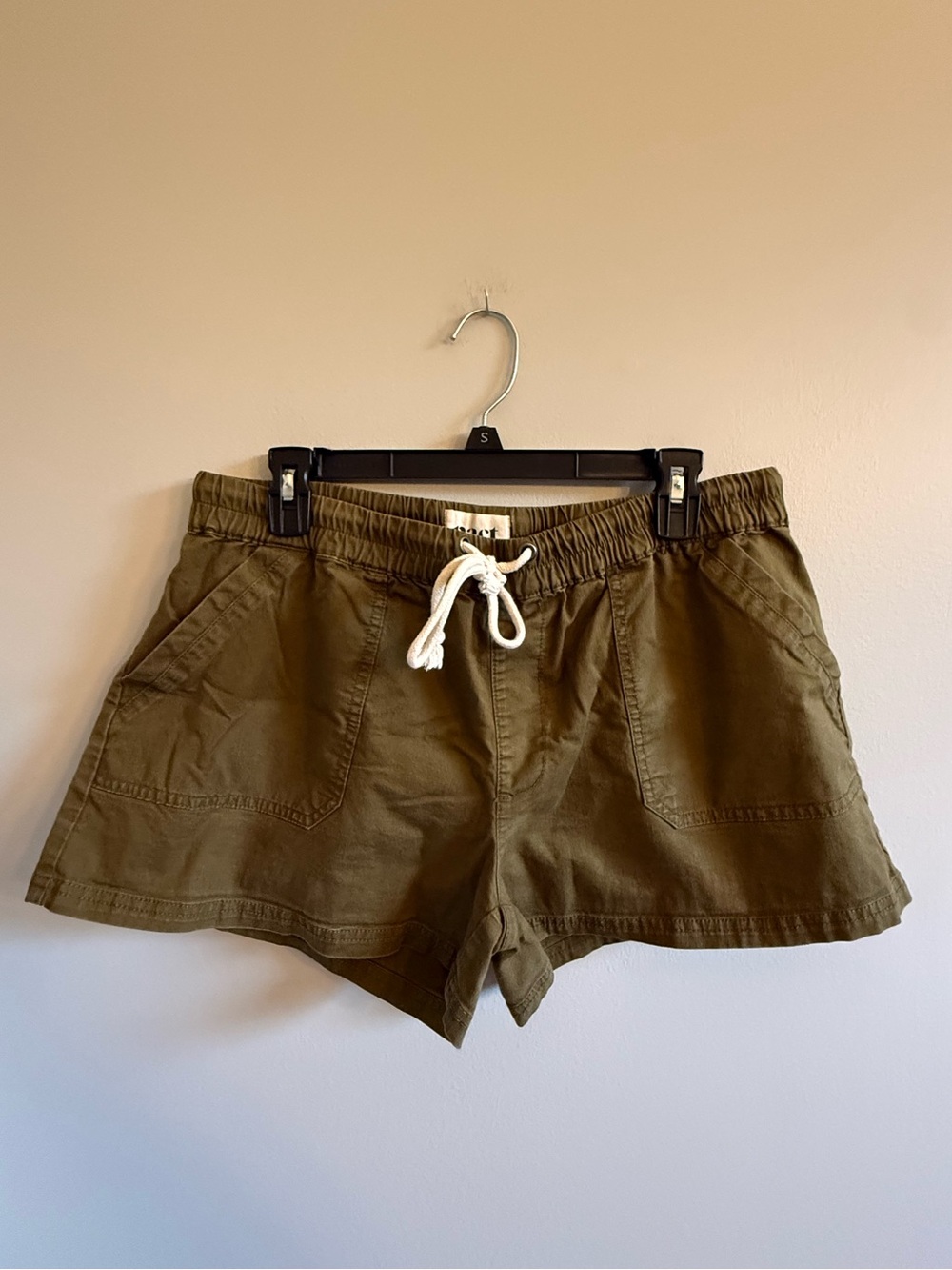 Pact drawstring shorts, dark green, EUC, Large